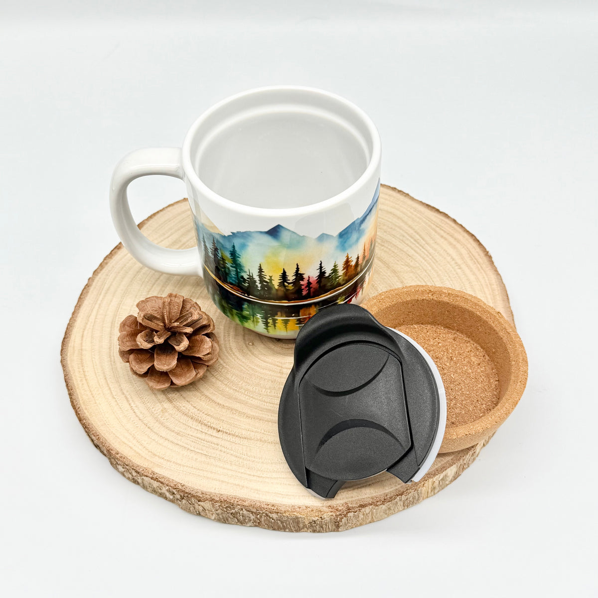 12oz Colorful Mountain Lake Cork Bottom Coffee Mug