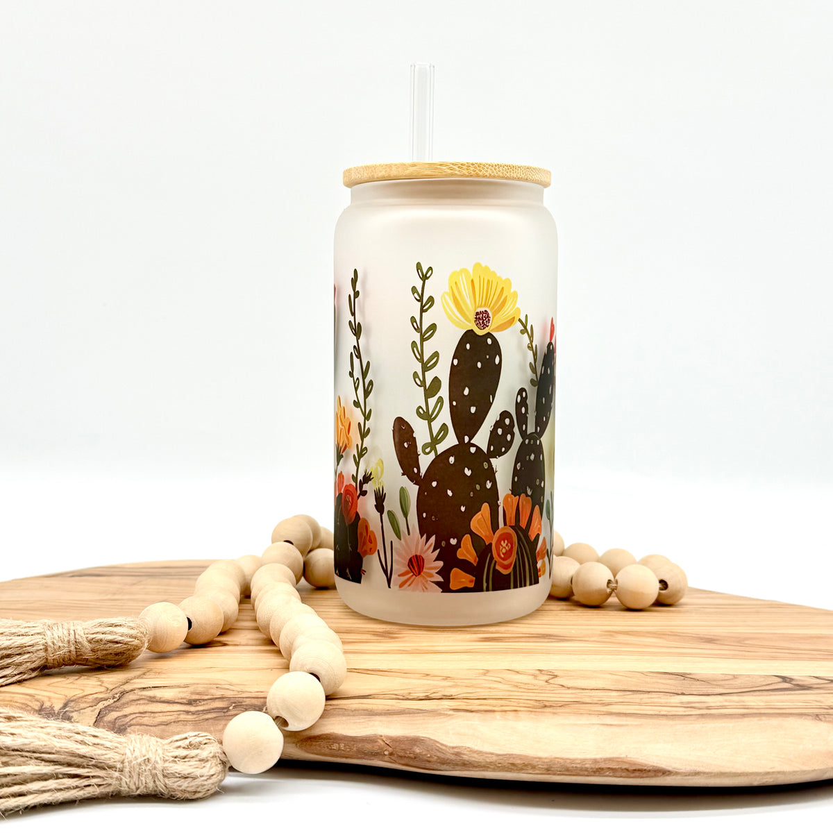 16oz Desert Bloom Frosted Glass Can