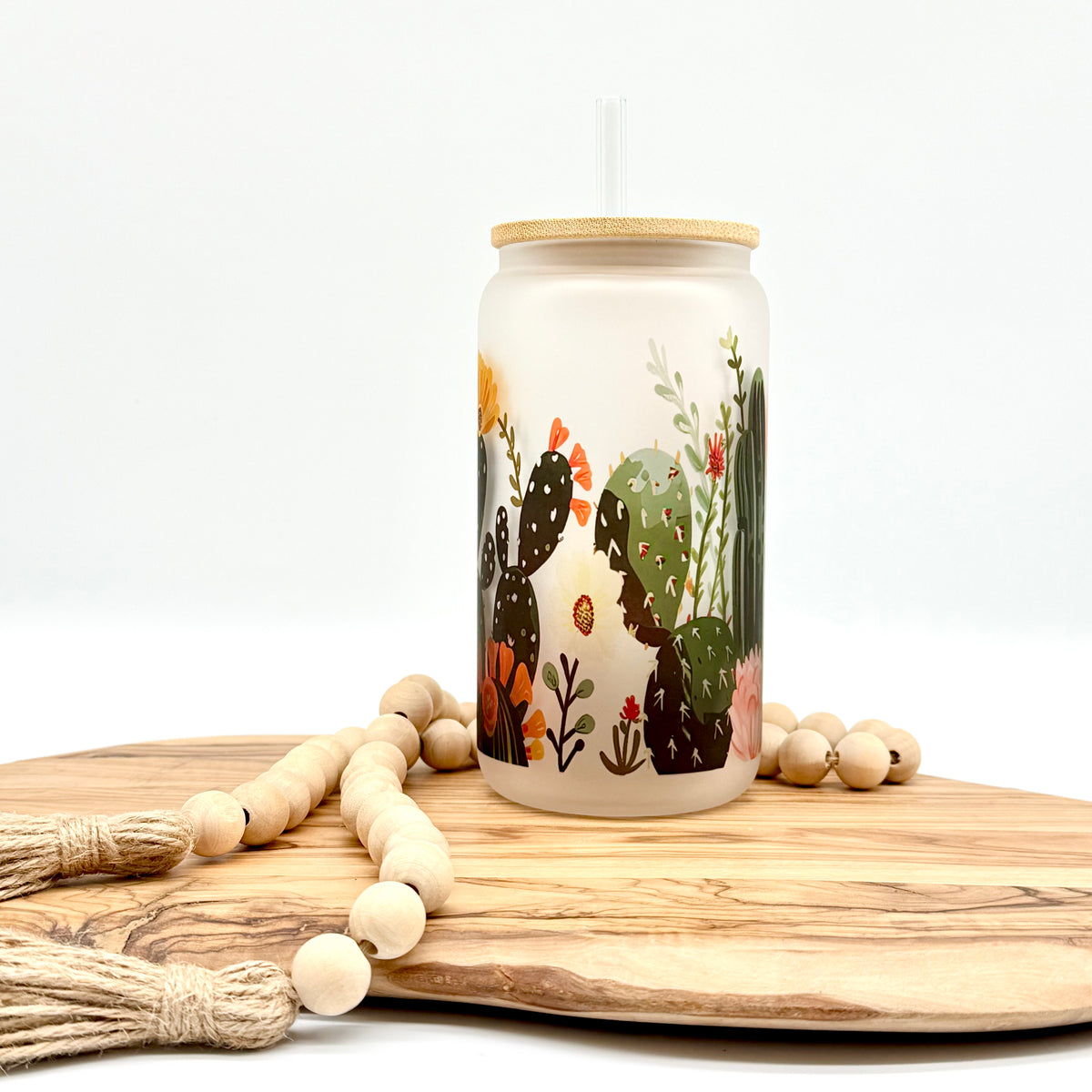 16oz Desert Bloom Frosted Glass Can