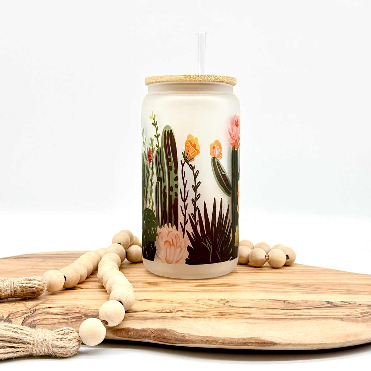 16oz Desert Bloom Frosted Glass Can