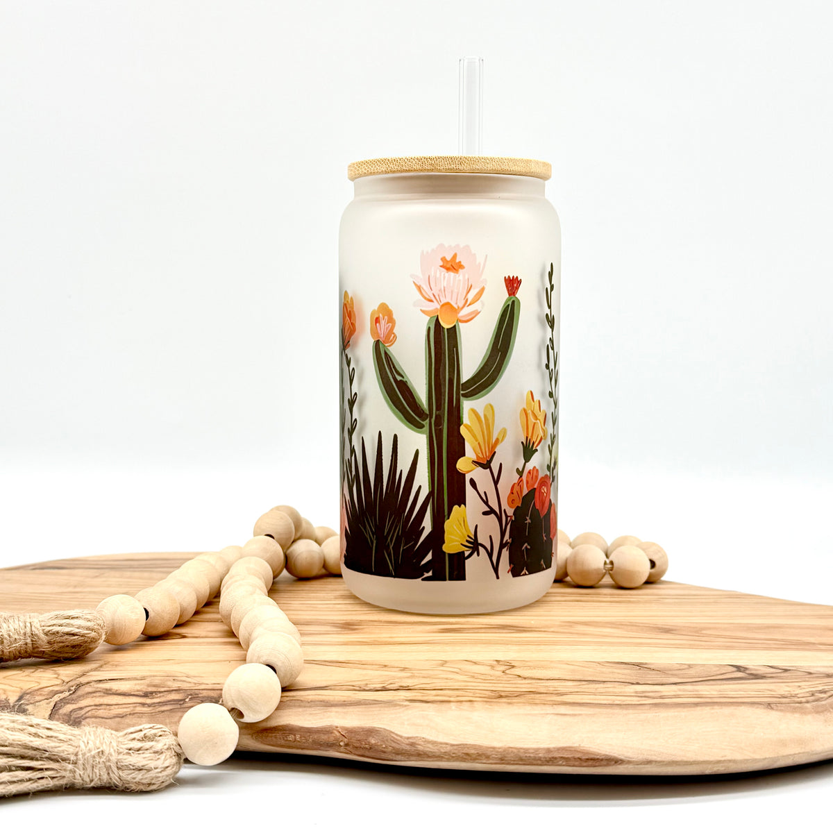 16oz Desert Bloom Frosted Glass Can