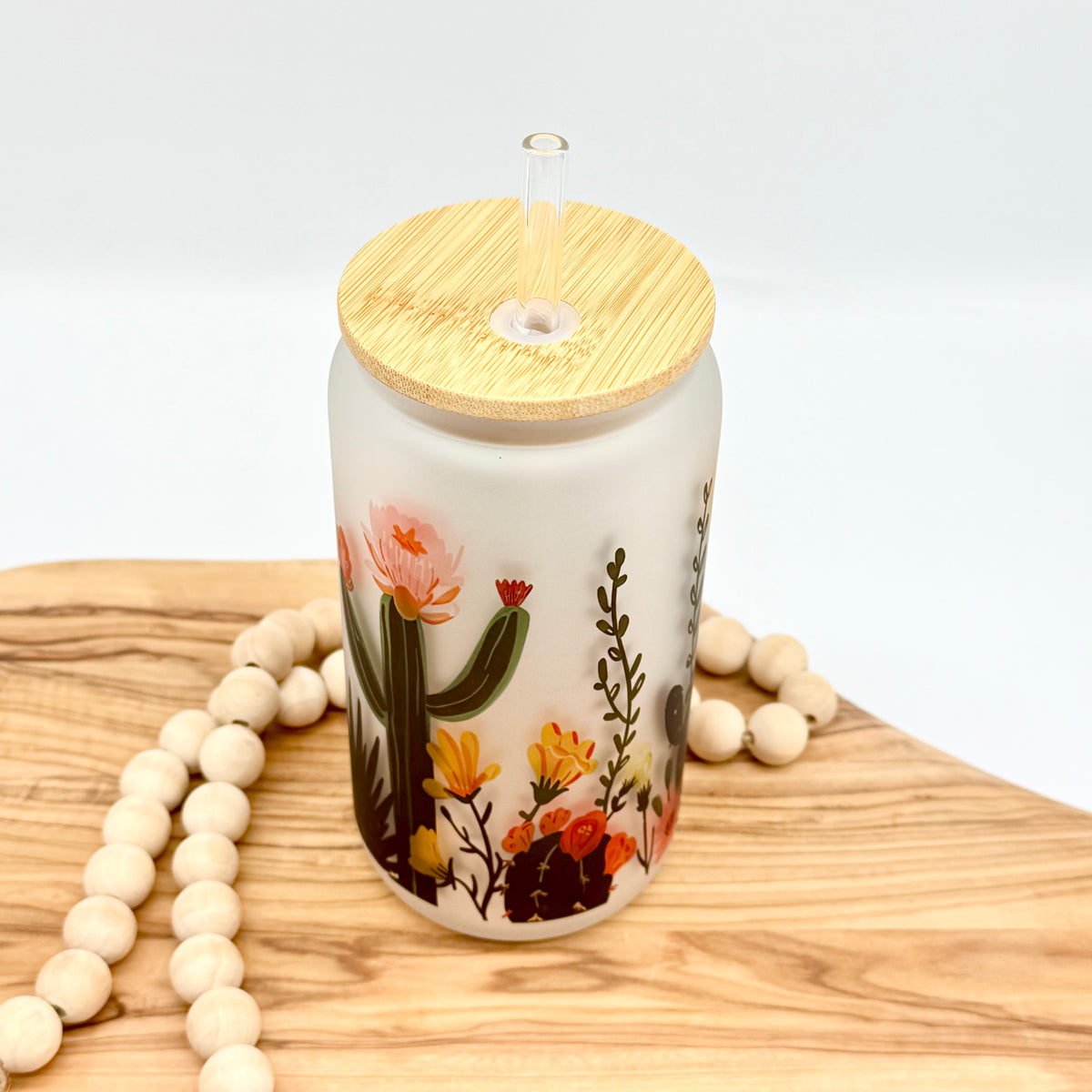 16oz Desert Bloom Frosted Glass Can