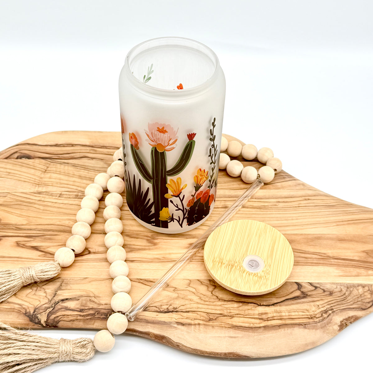 16oz Desert Bloom Frosted Glass Can