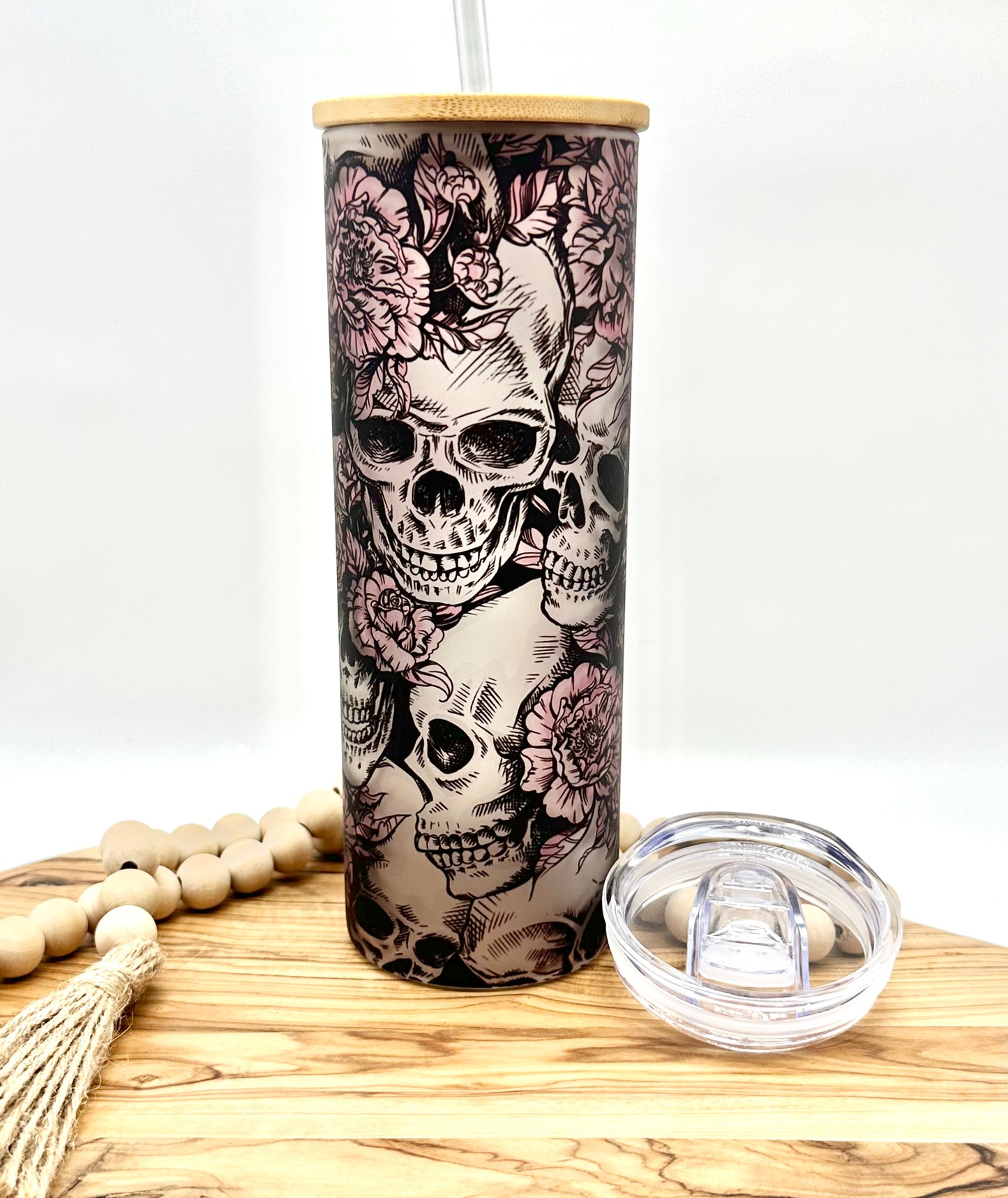 20oz Floral Skull Tumbler