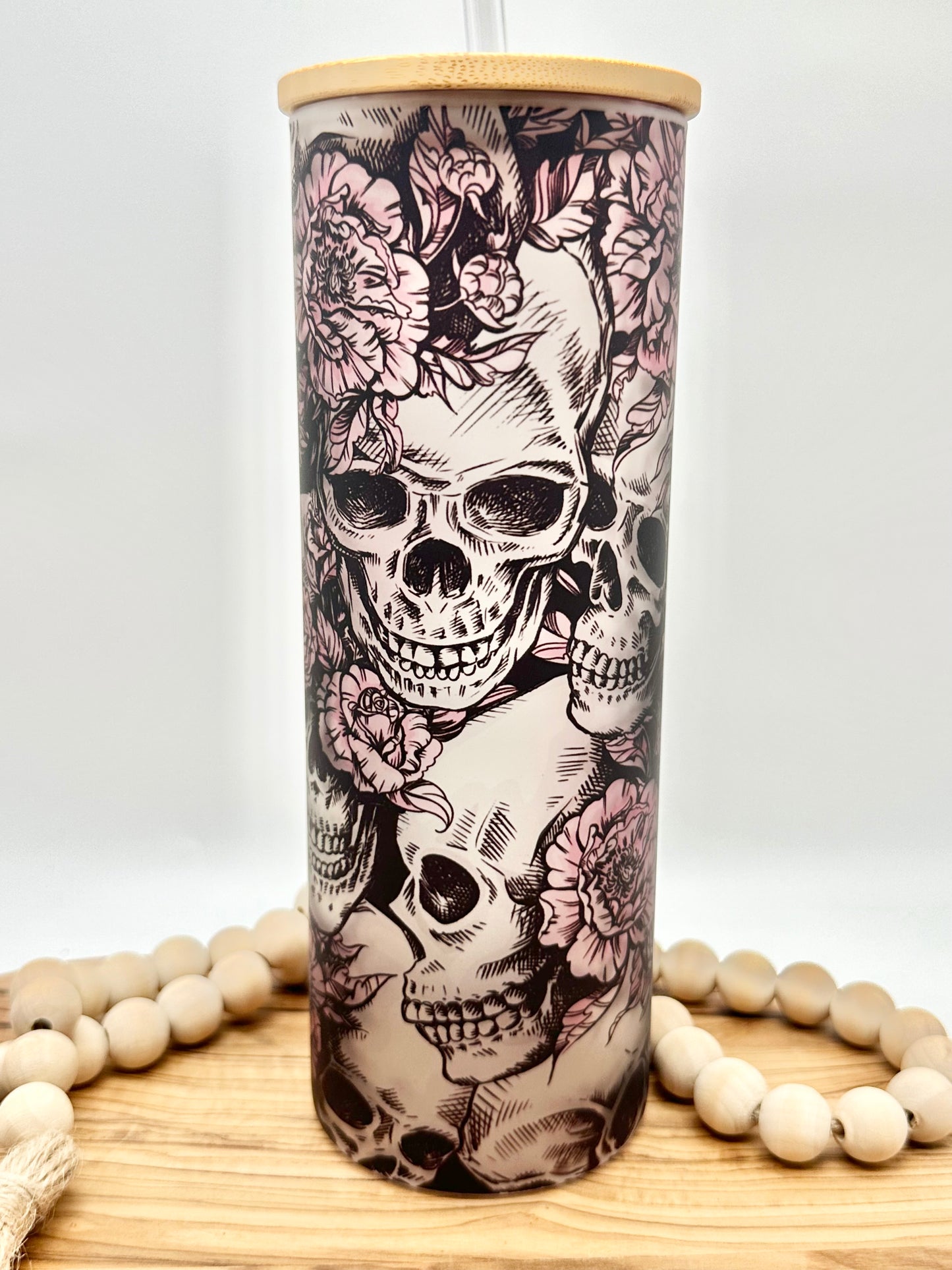 20oz Floral Skull Tumbler