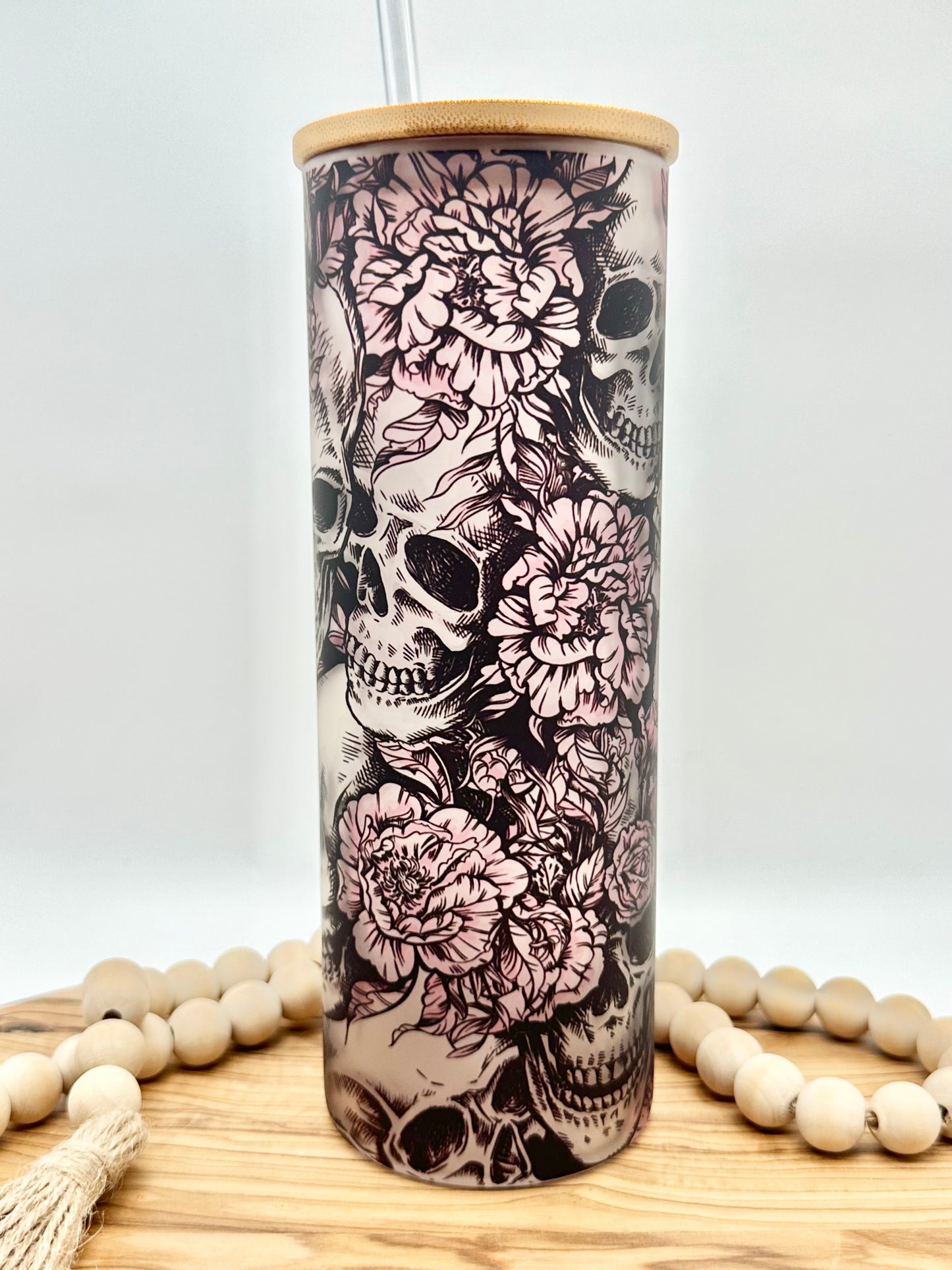 20oz Floral Skull Tumbler