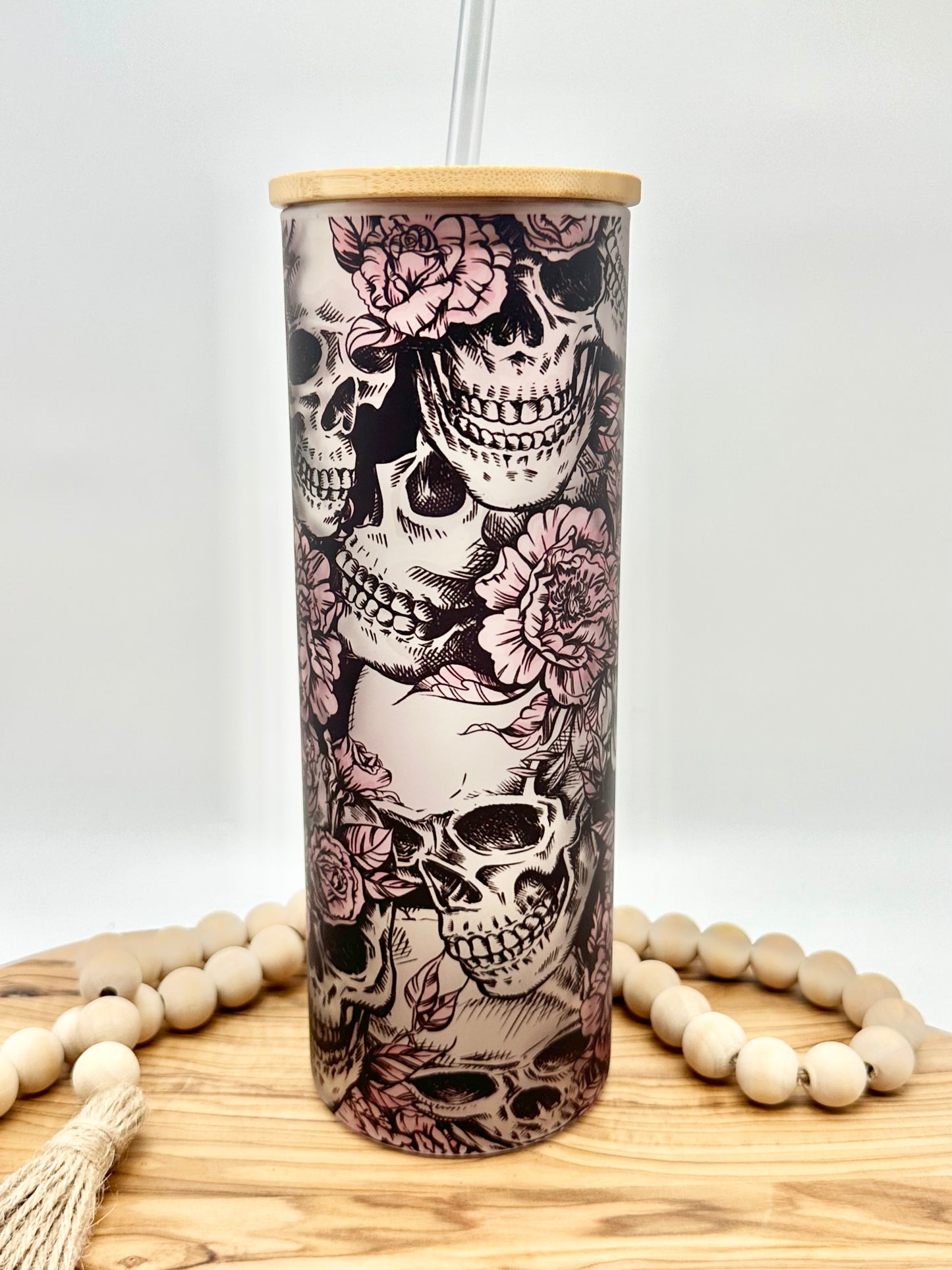 20oz Floral Skull Tumbler