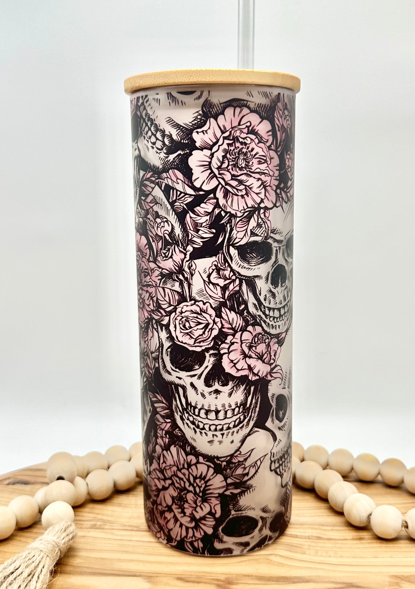 20oz Floral Skull Tumbler