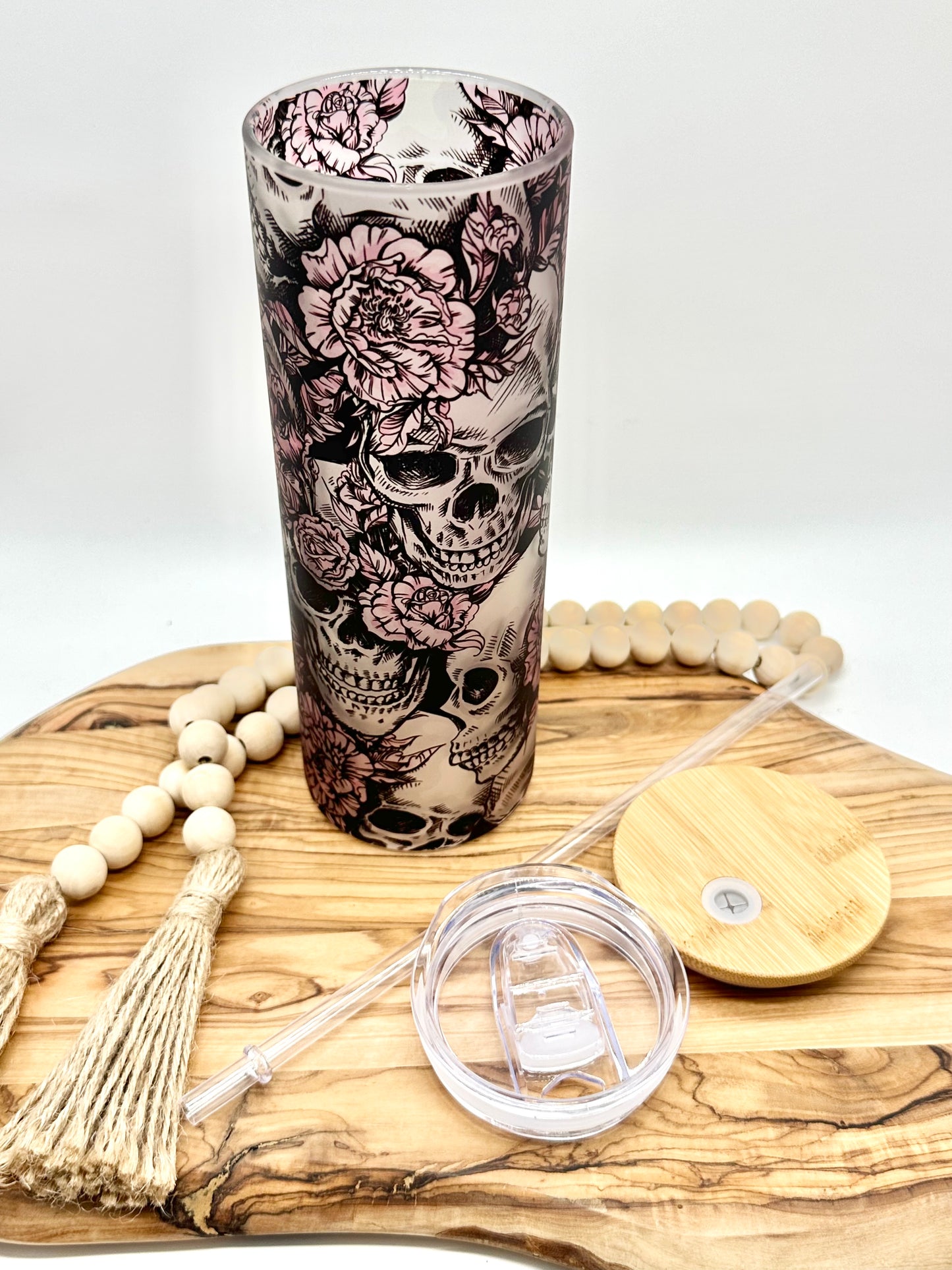 20oz Floral Skull Tumbler