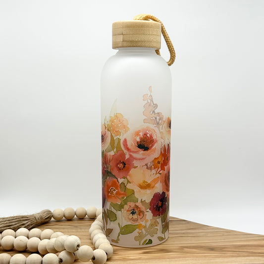 Floral Glass Water Bottle