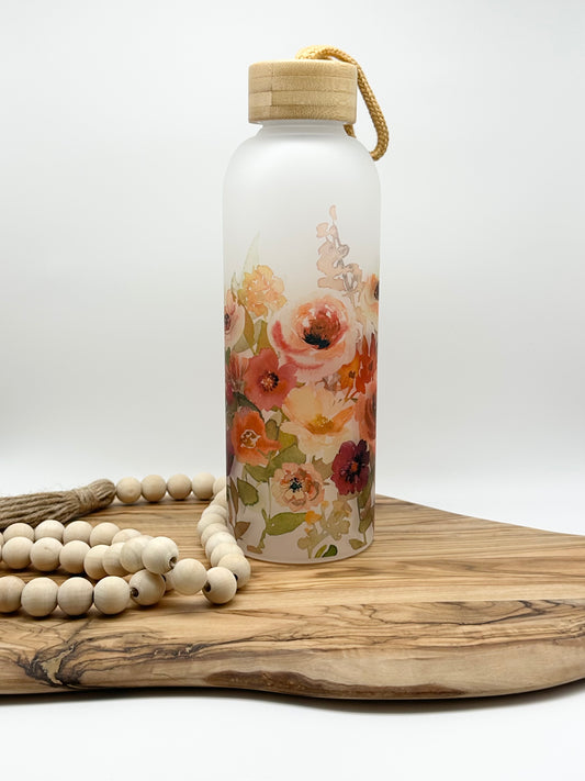 Floral Glass Water Bottle