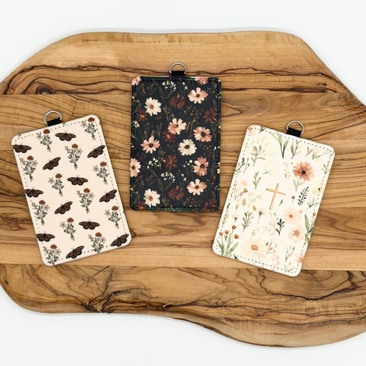 Floral Badge Holders – Butterfly, Wildflowers & Christian Cross
