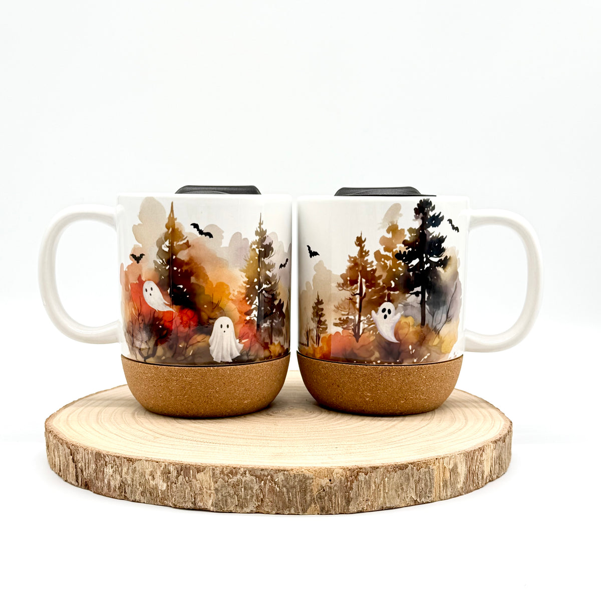 12oz Spooky Forest Ghost Cork Bottom Coffee Mug