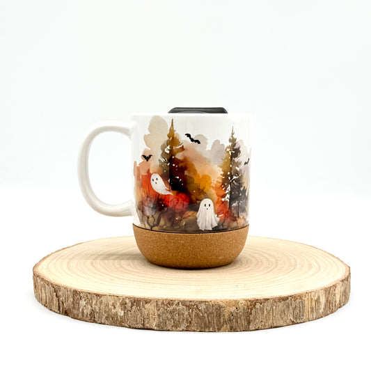 12oz Spooky Forest Ghost Cork Bottom Coffee Mug