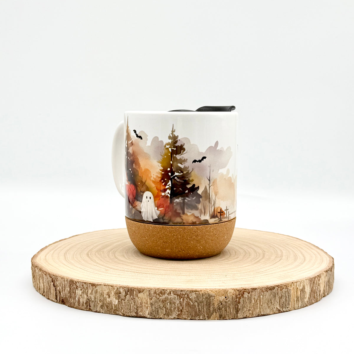 12oz Spooky Forest Ghost Cork Bottom Coffee Mug