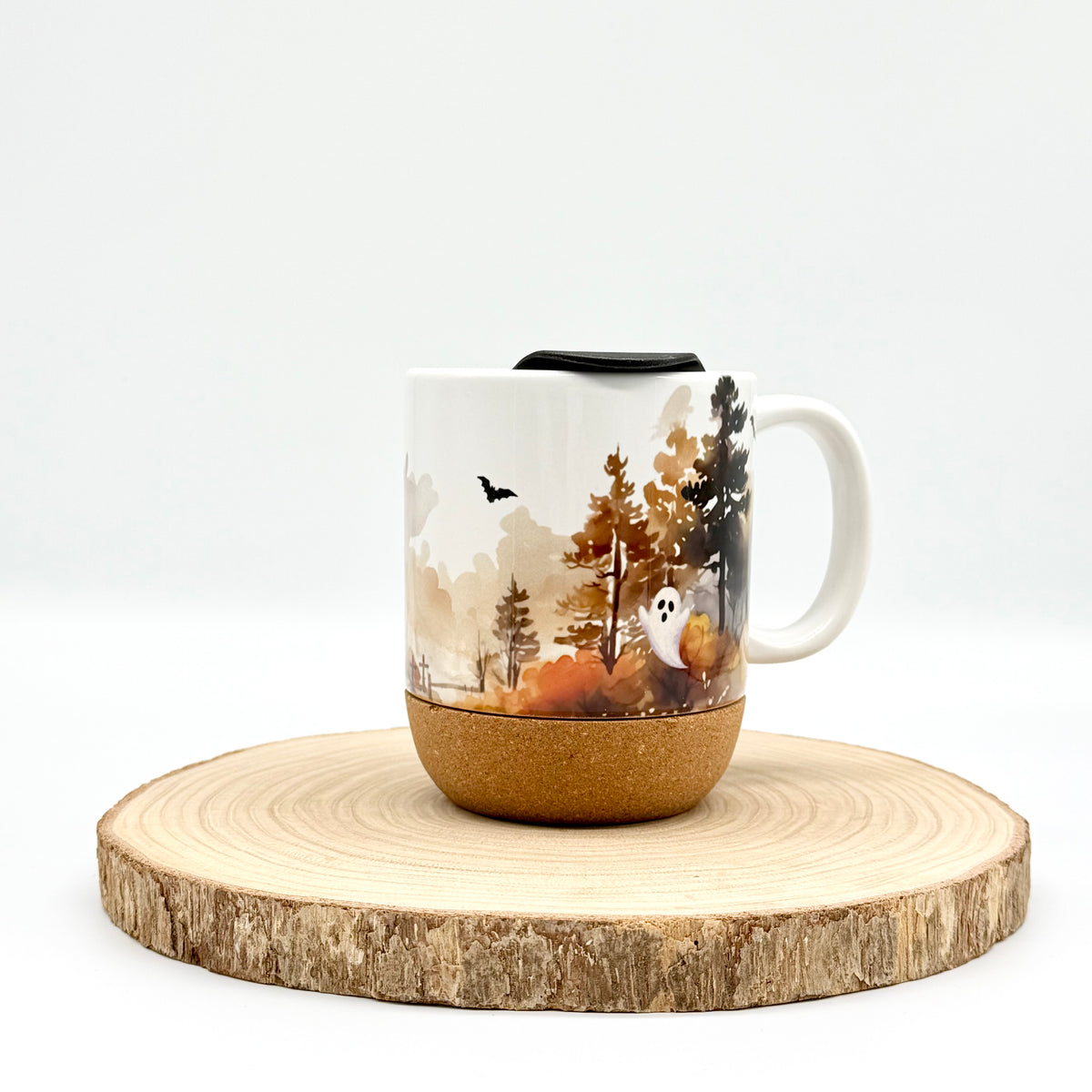 12oz Spooky Forest Ghost Cork Bottom Coffee Mug