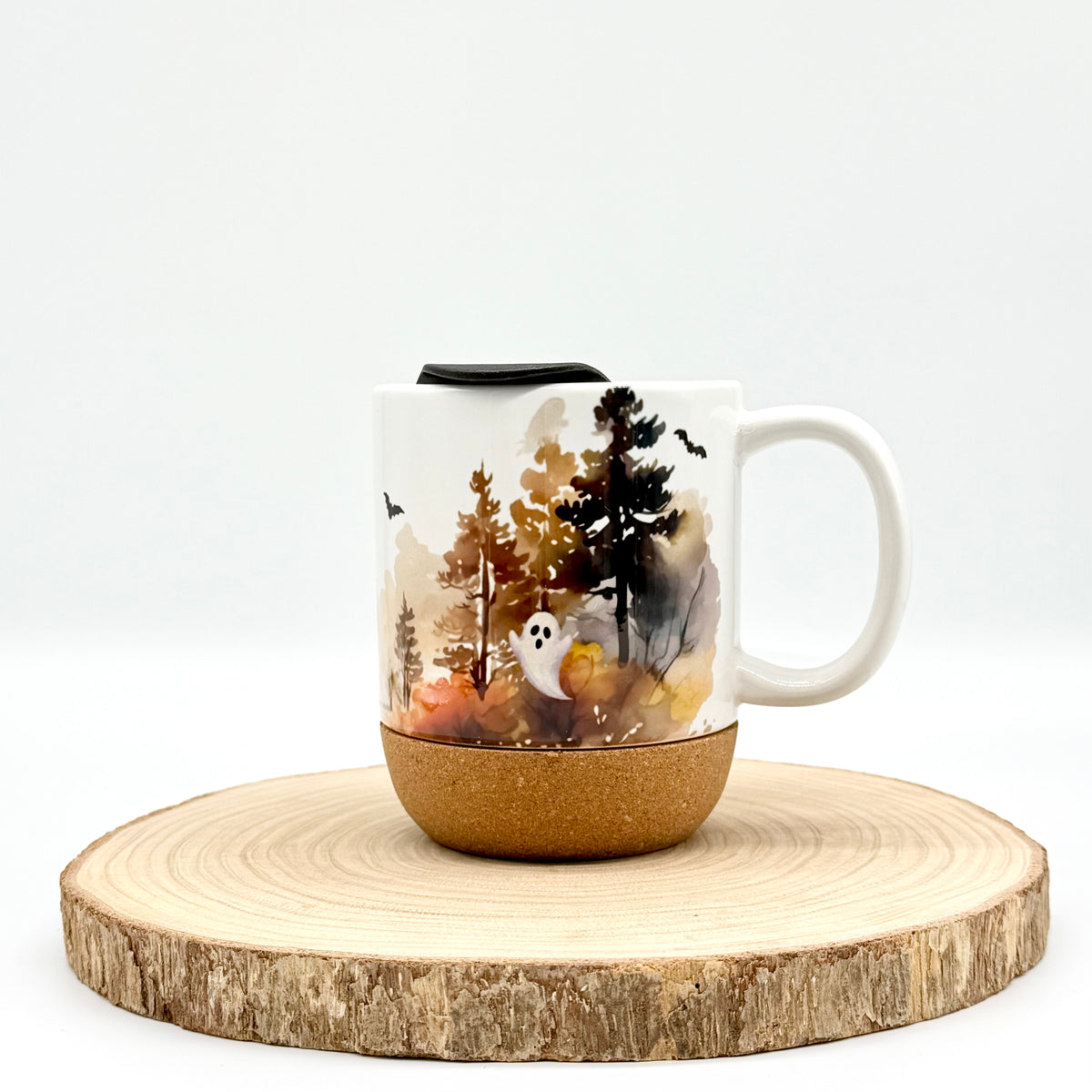 12oz Spooky Forest Ghost Cork Bottom Coffee Mug