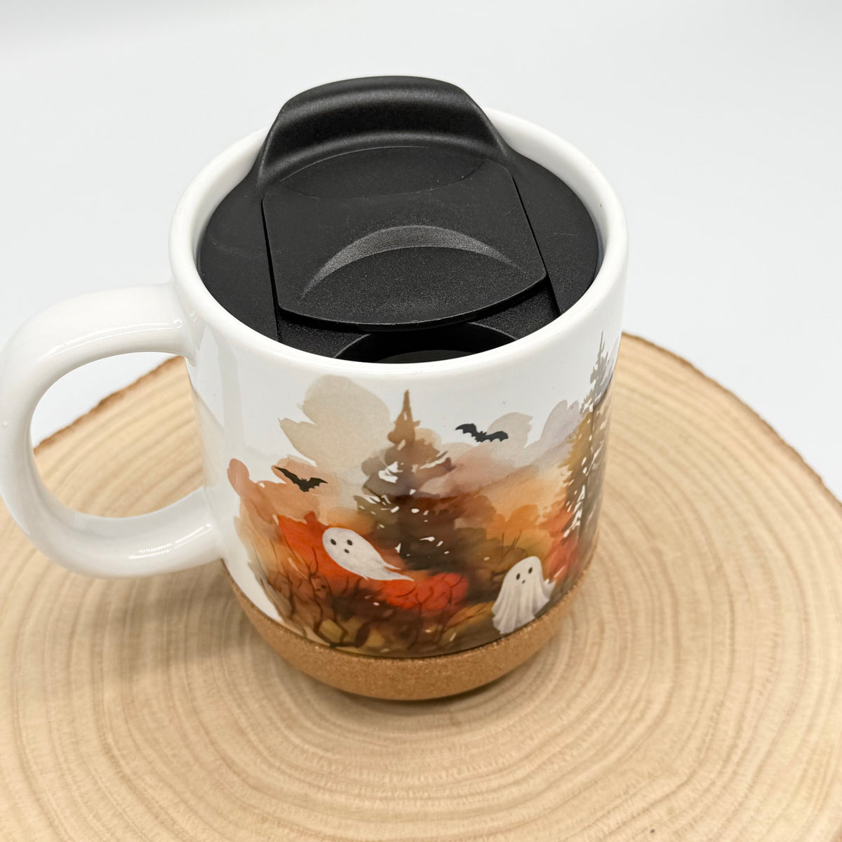 12oz Spooky Forest Ghost Cork Bottom Coffee Mug