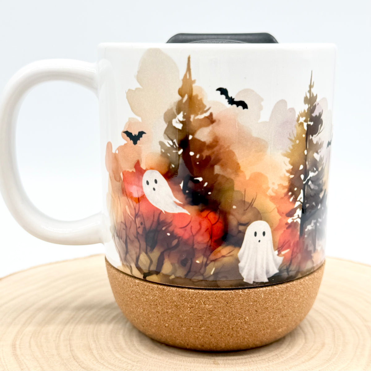 12oz Spooky Forest Ghost Cork Bottom Coffee Mug