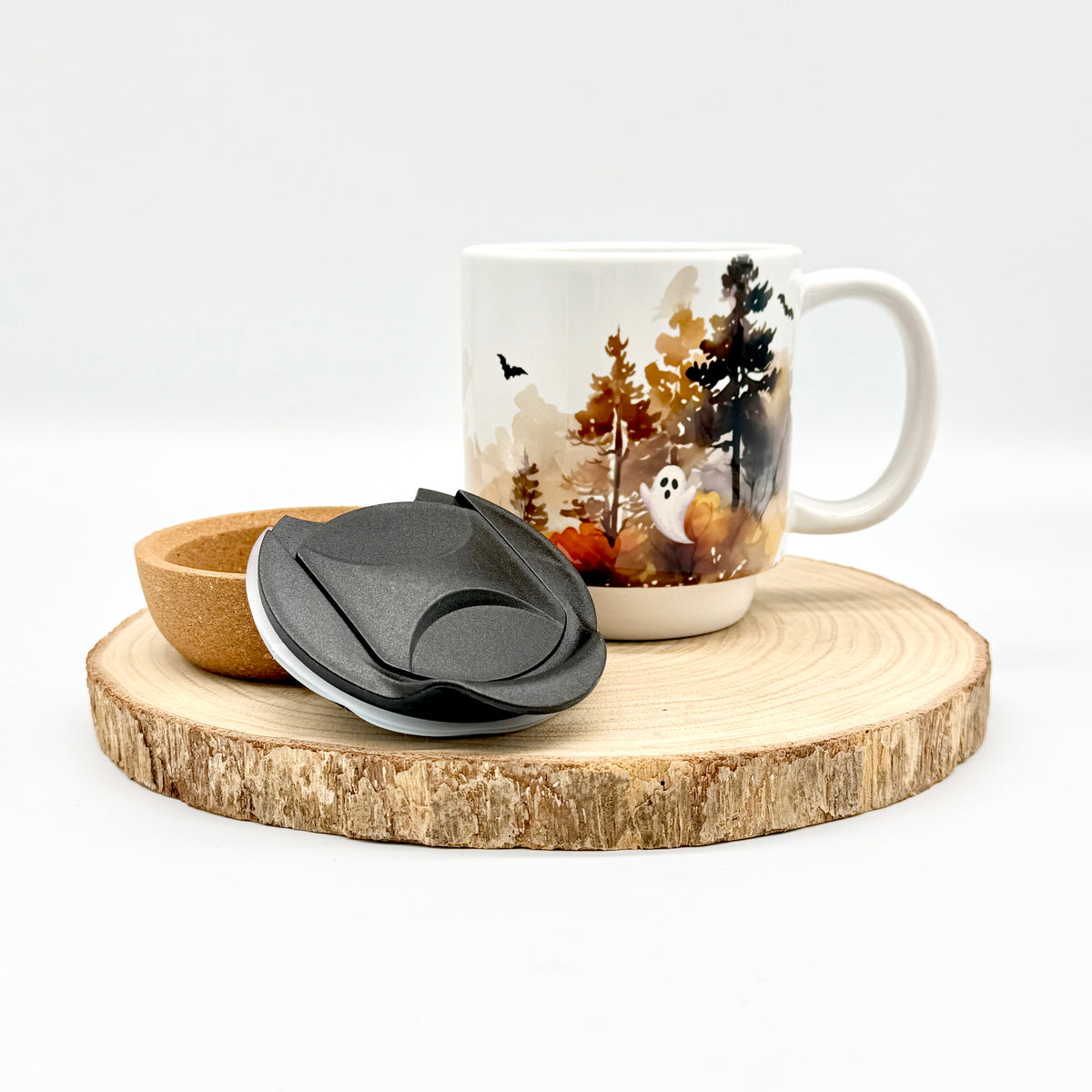 12oz Spooky Forest Ghost Cork Bottom Coffee Mug