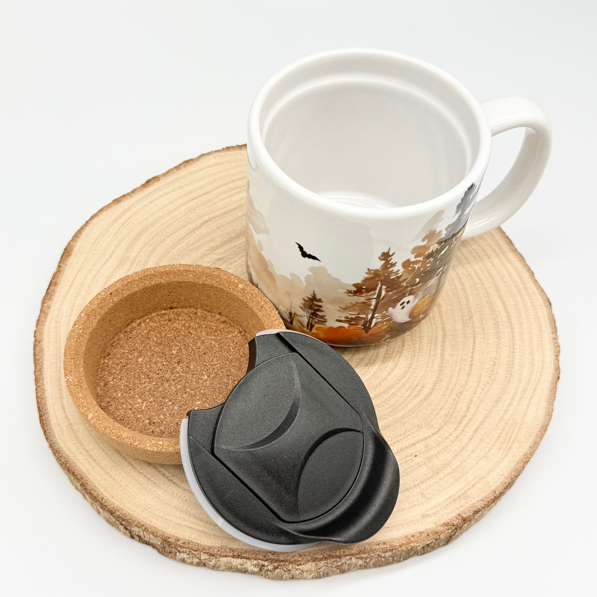12oz Spooky Forest Ghost Cork Bottom Coffee Mug