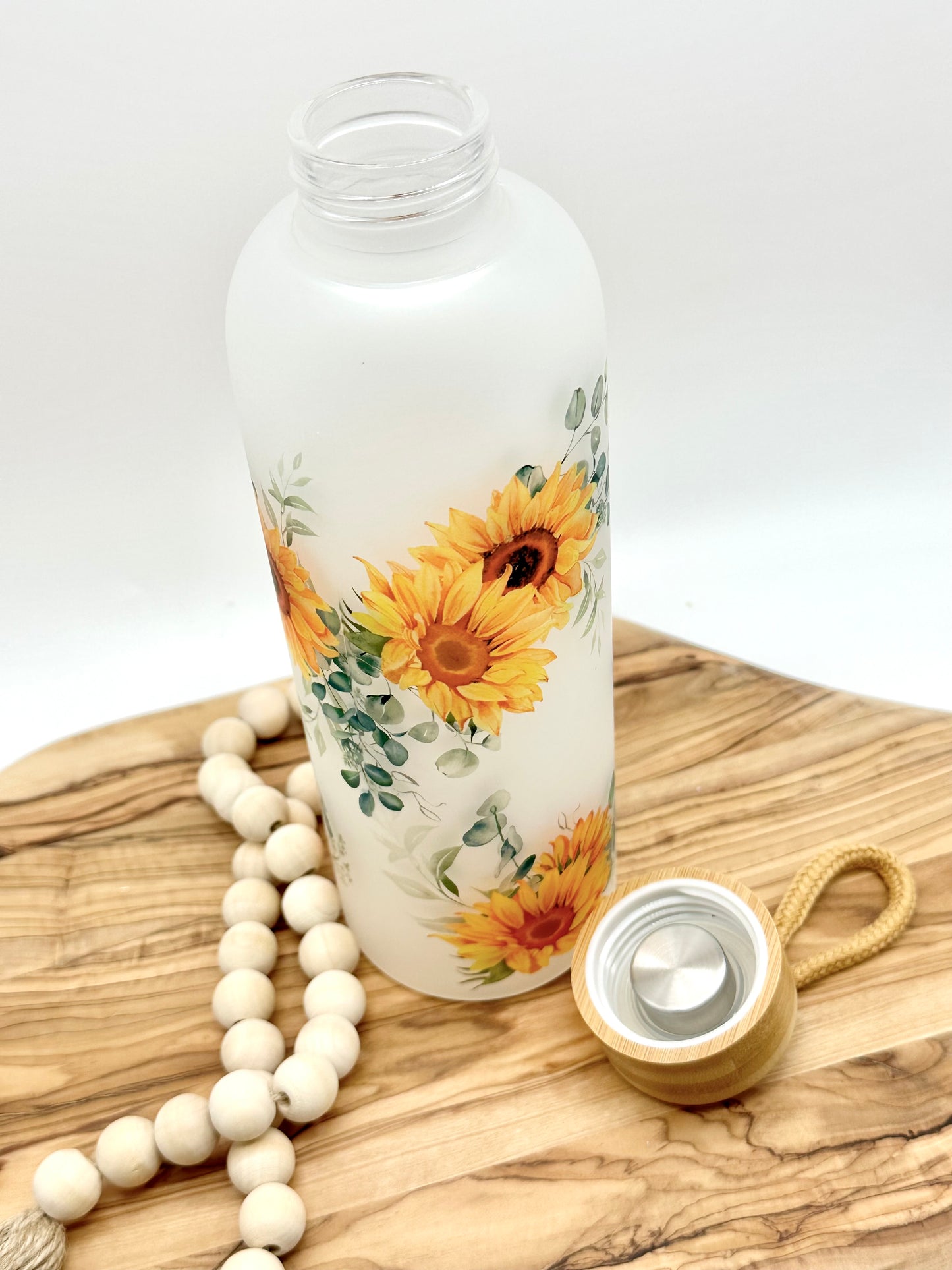 Sunflower Glass Water Bottle