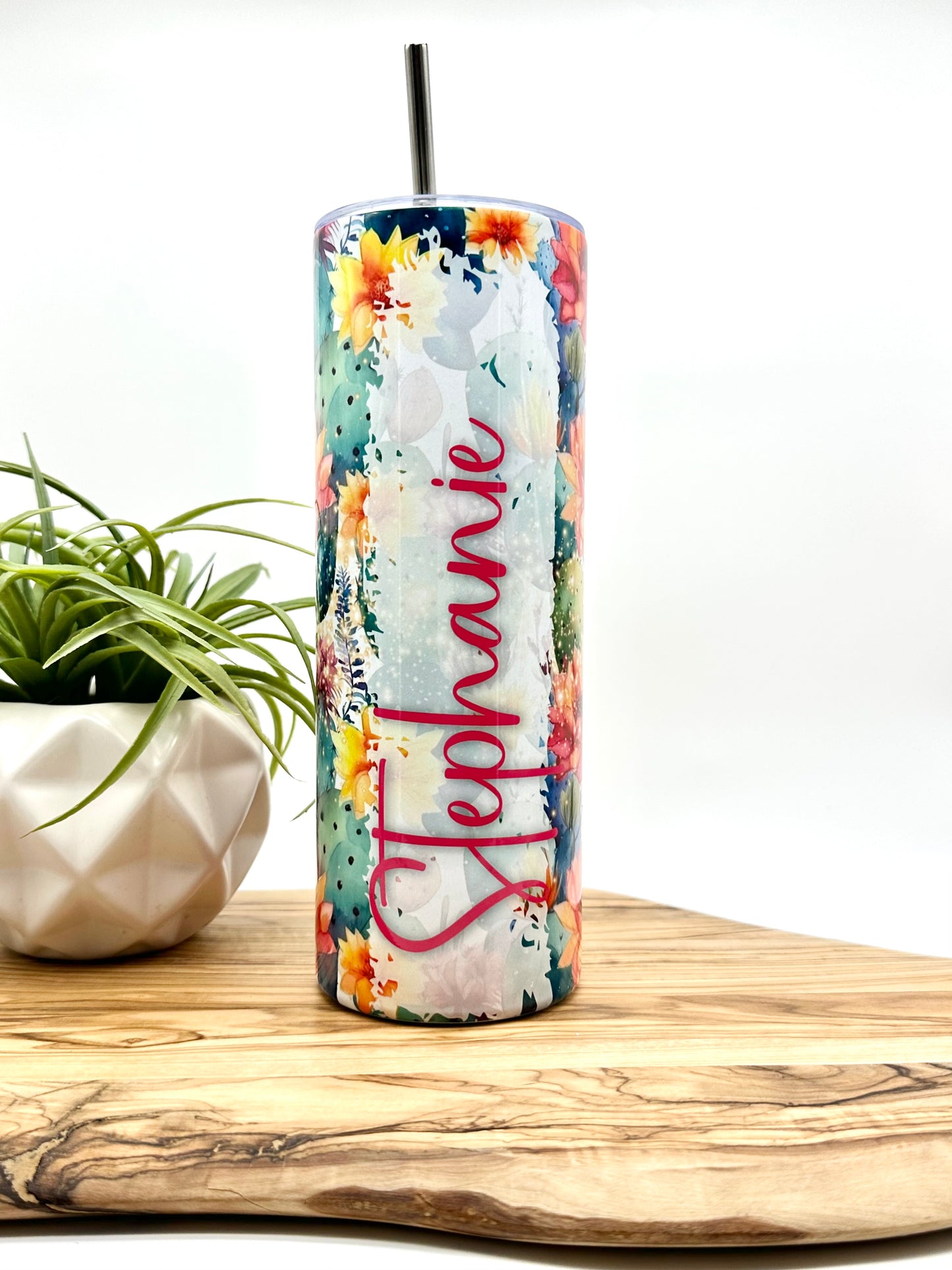 Personalized Colorful Cactus Insulated Tumbler