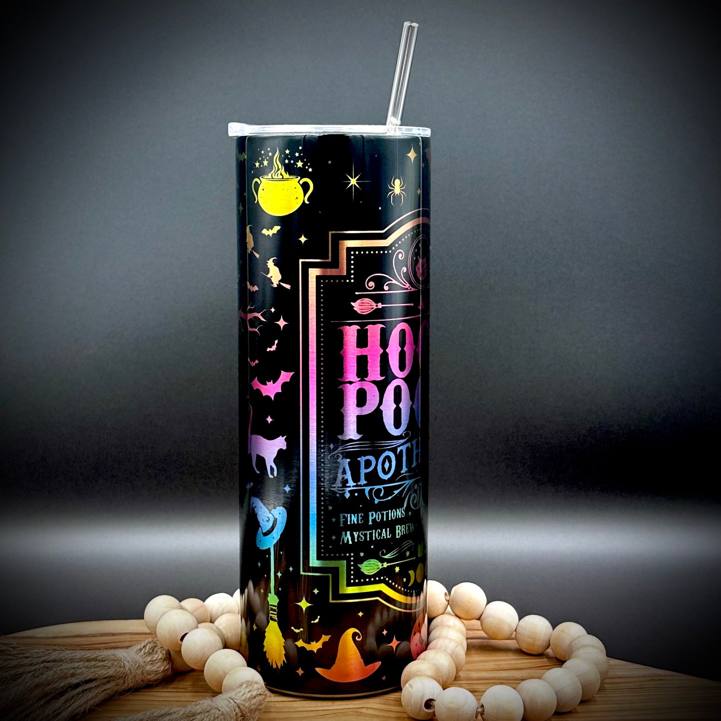 Halloween Hocus Pocus Apothercary Tumbler - 20oz Insulated Stainless Steel Cup with Lid and Straw