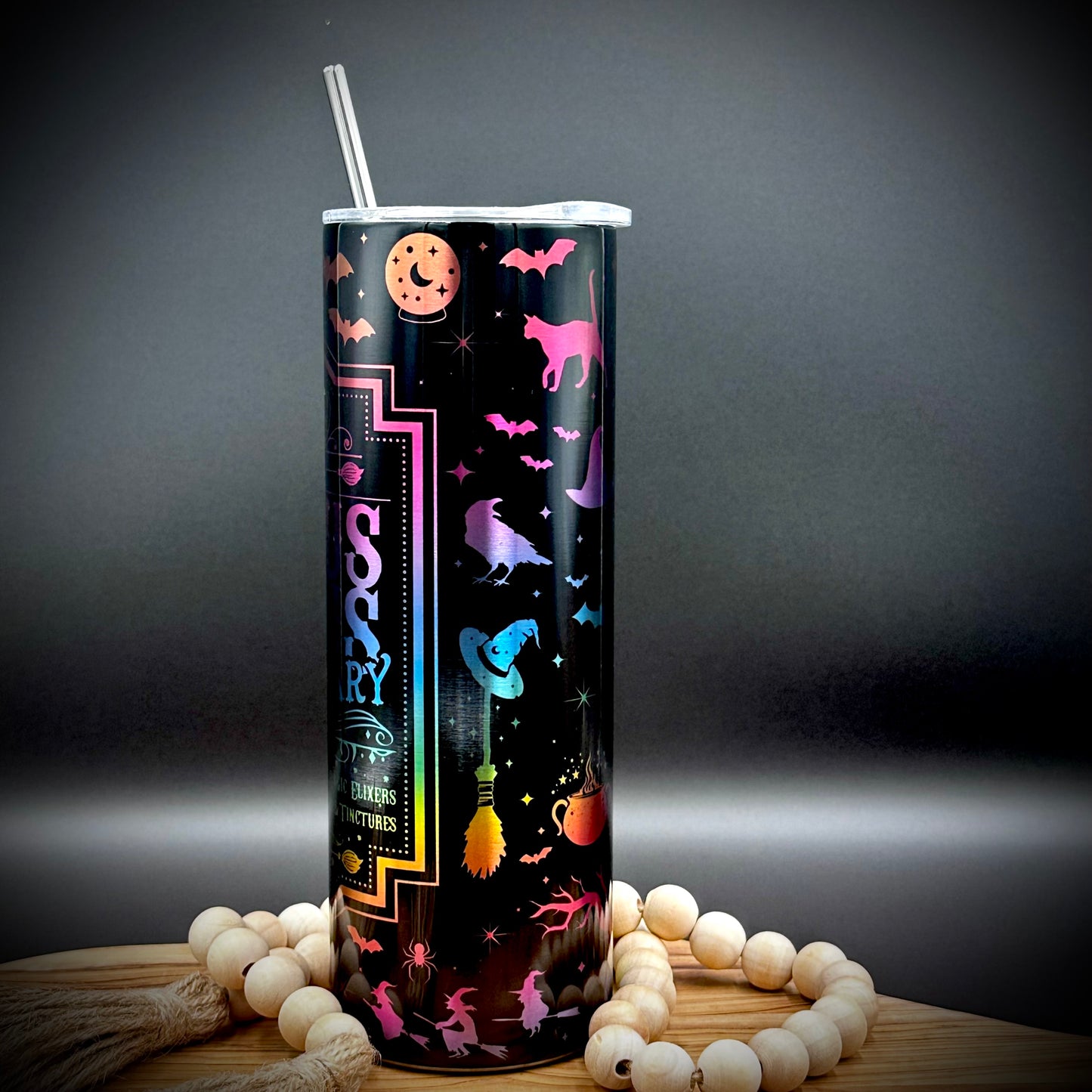 Halloween Hocus Pocus Apothercary Tumbler - 20oz Insulated Stainless Steel Cup with Lid and Straw
