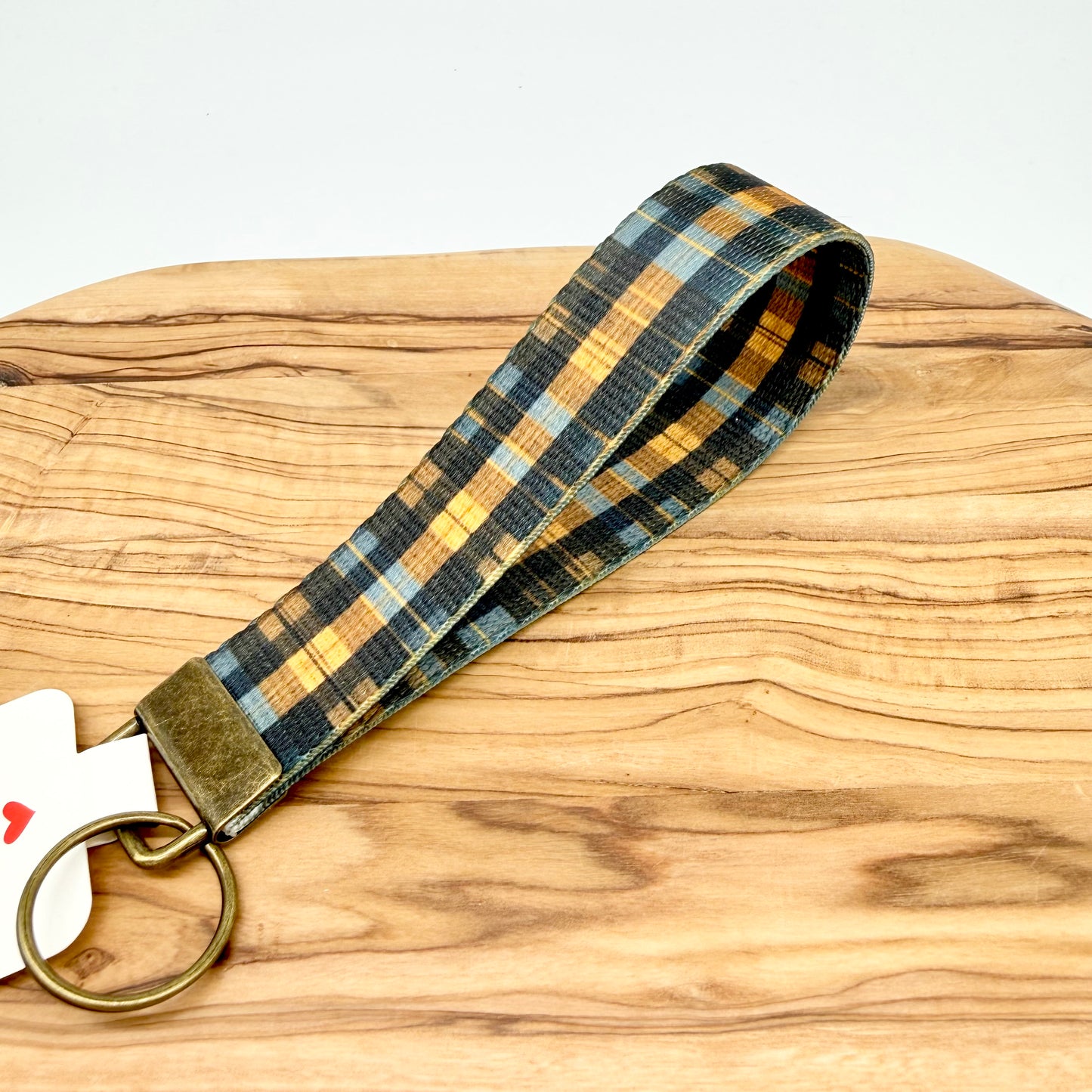 Rustic Plaid Wristlet Keychain - Key Fob Keychain for Men