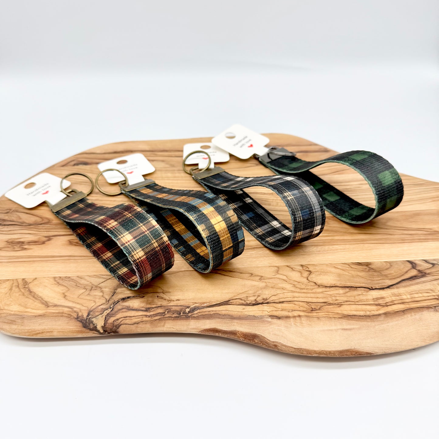 Rustic Plaid Wristlet Keychain - Key Fob Keychain for Men