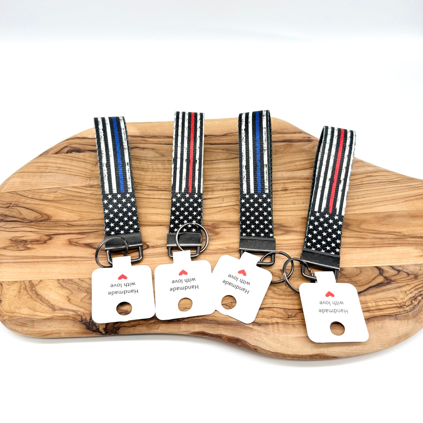 First Responder Keychains – Thin Blue Line & Thin Red Line for Police & Firefighters