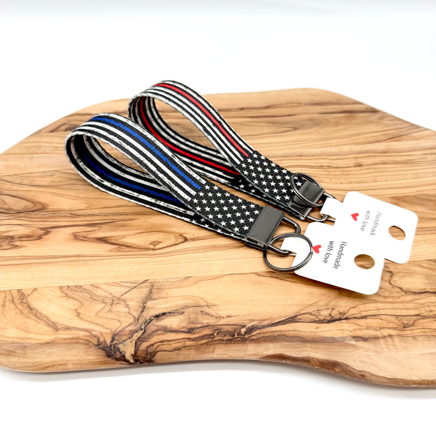 First Responder Keychains – Thin Blue Line & Thin Red Line for Police & Firefighters