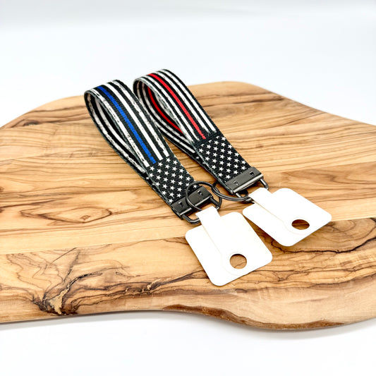 First Responder Keychains – Thin Blue Line & Thin Red Line for Police & Firefighters