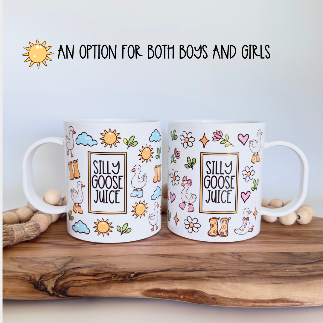 Personalized Kids Mug – Silly Goose Juice BPA-Free Cup with Cute Geese