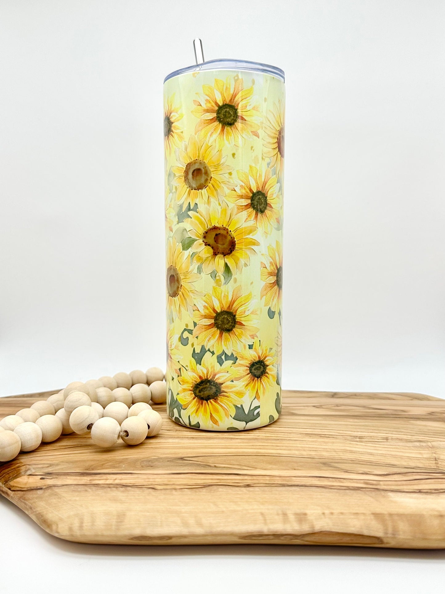 Personalized Sunflower Tumbler - Insulated 20oz Tumbler with Straw and Lid