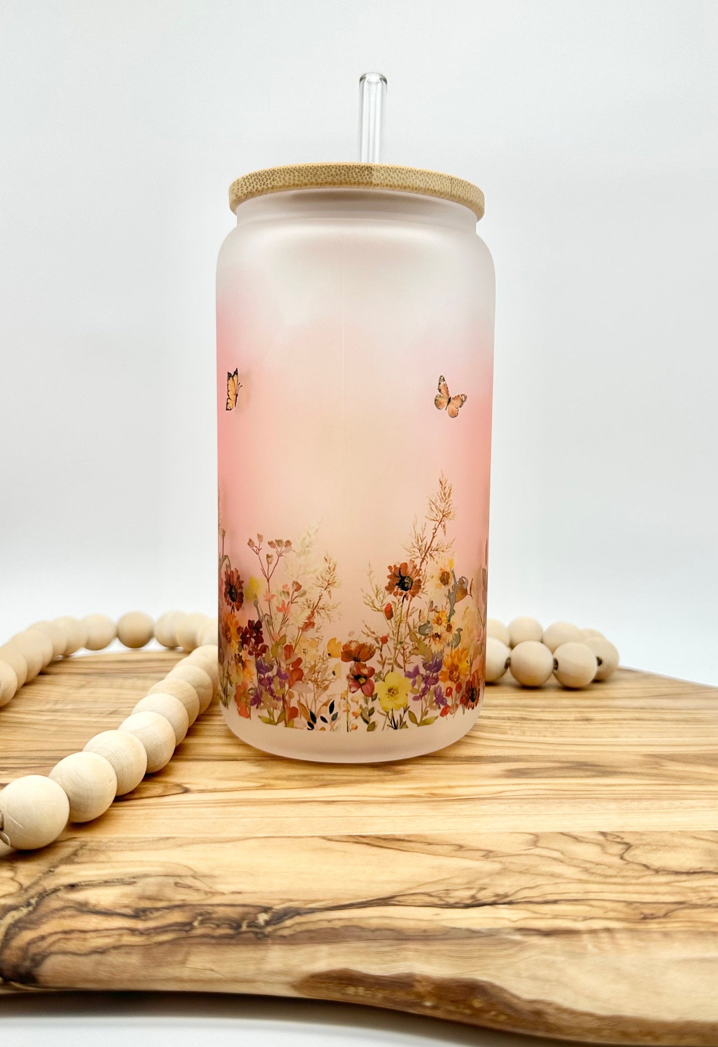 16oz Pig Iced Coffee Cup - Frosted Glass Tumbler with Lid and Straw