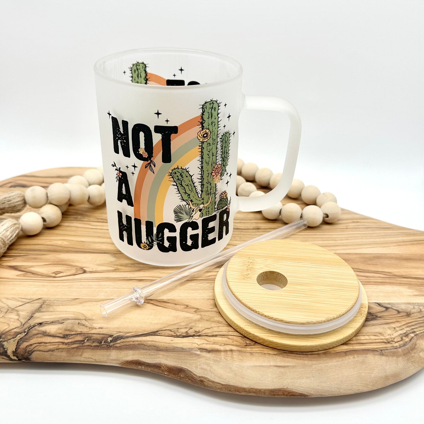 15oz Frosted Glass Coffee Mug - Funny Cactus Tumbler