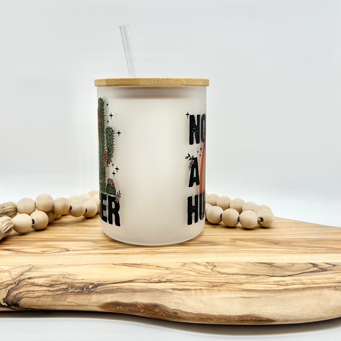 15oz Frosted Glass Coffee Mug - Funny Cactus Tumbler