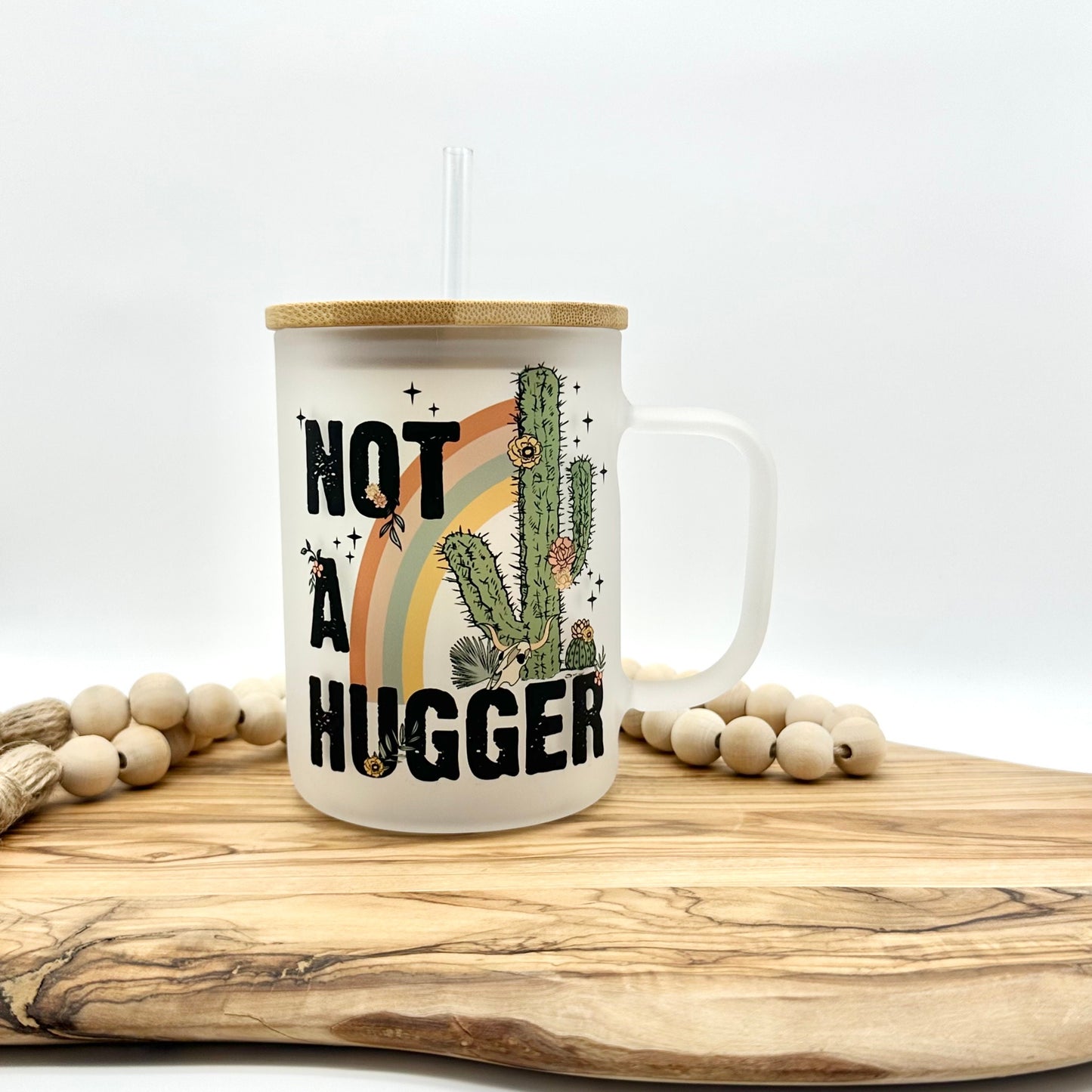 15oz Frosted Glass Coffee Mug - Funny Cactus Tumbler