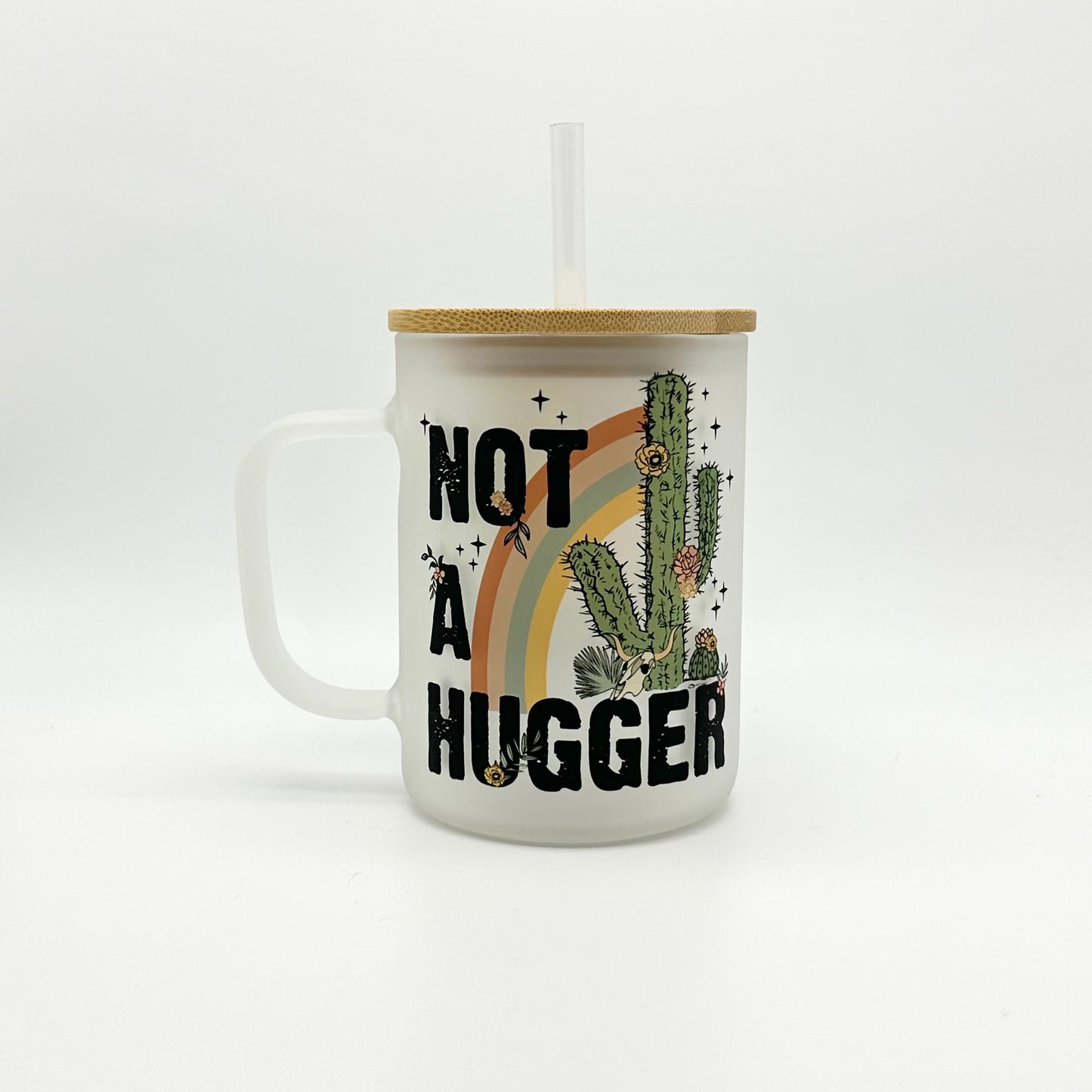 15oz Frosted Glass Coffee Mug - Funny Cactus Tumbler