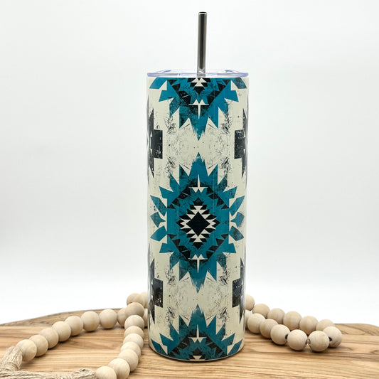 20oz Aztec Tumbler with Lid and Straw - Insulated Stainless Steel