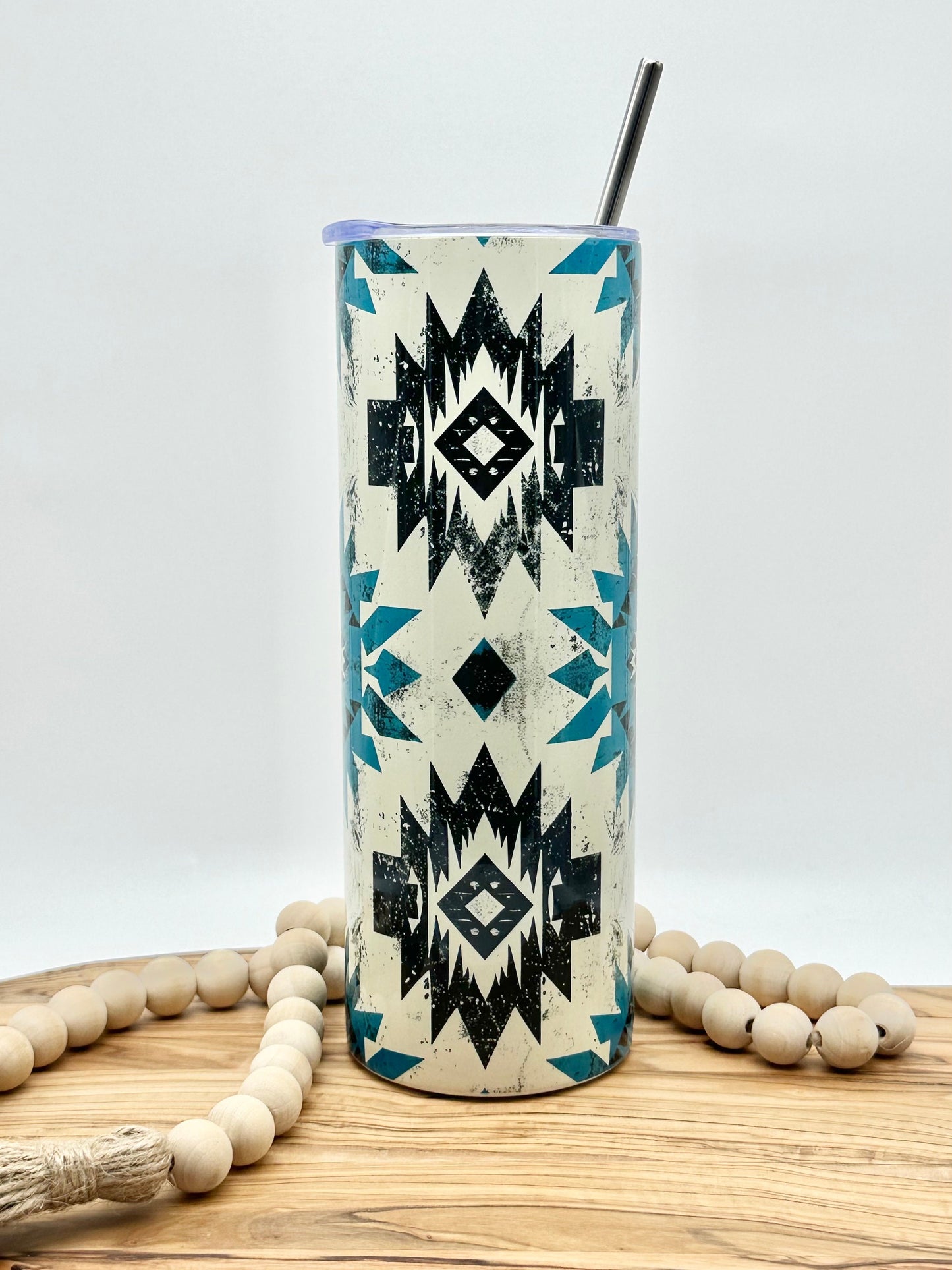 20oz Aztec Tumbler with Lid and Straw - Insulated Stainless Steel
