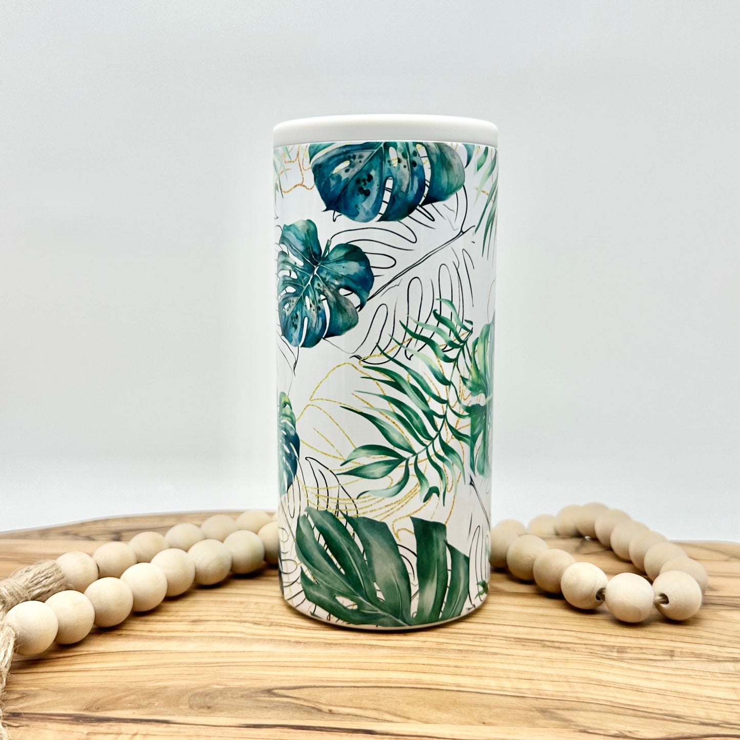 Monstera Leaf Insulated Slim Can Cooler