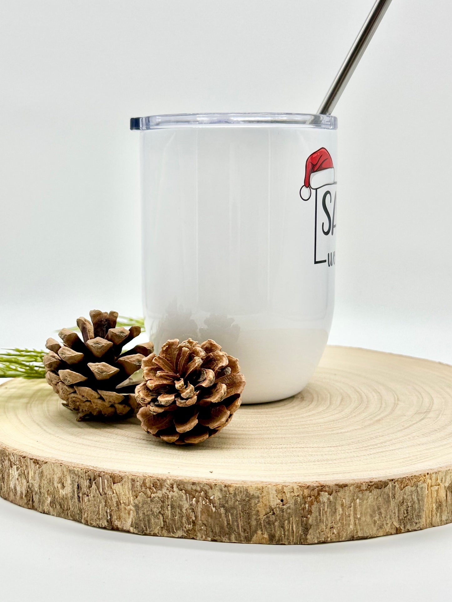 Funny Christmas Wine Glass - 15oz Insulated Tumbler with Lid and Straw