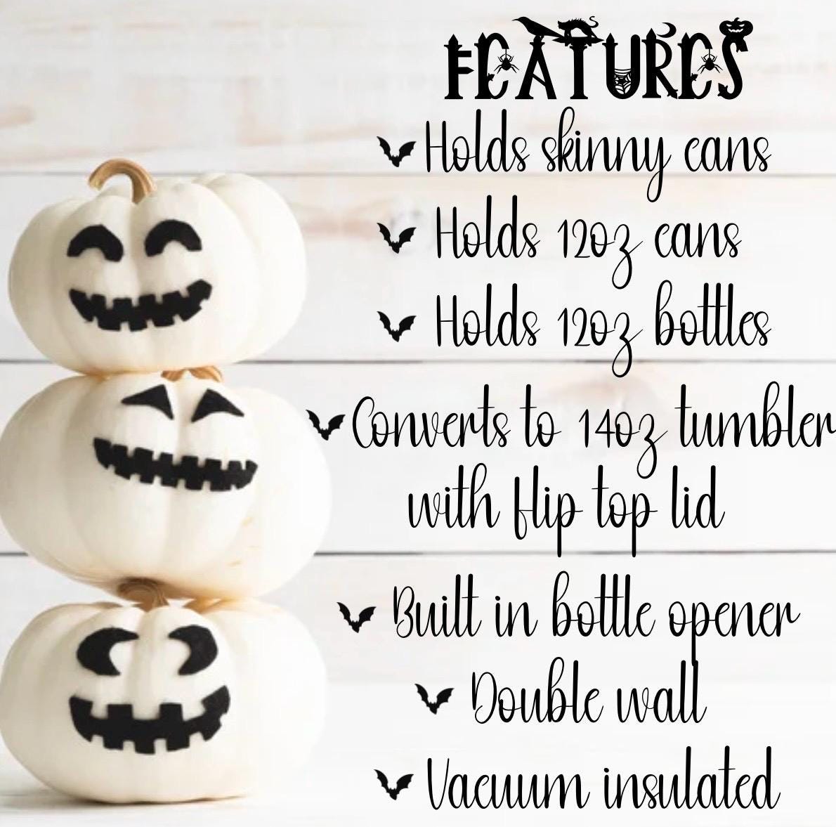 4 in 1 Halloween Insulated Can Cooler, Universal Stainless Steel