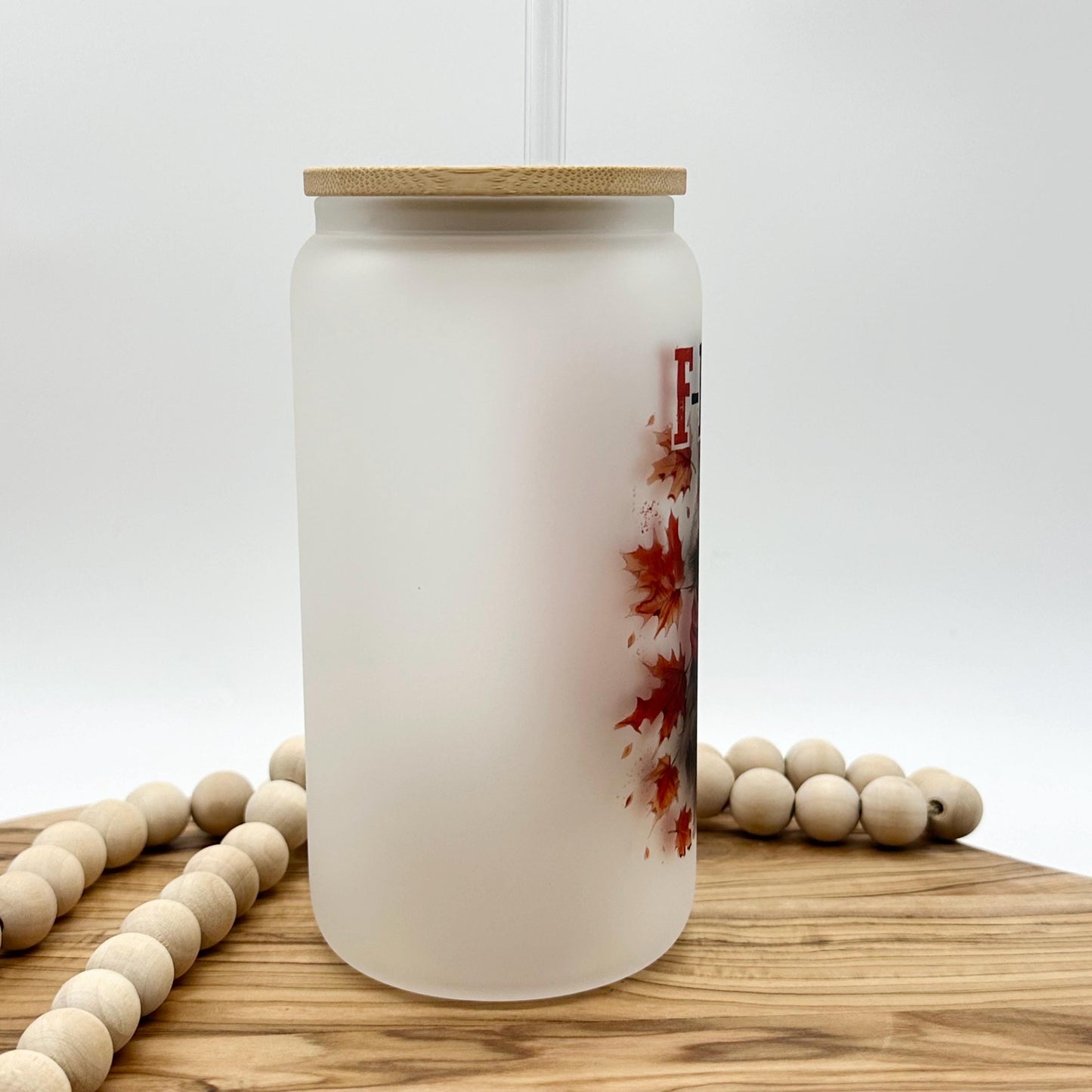 16oz Funny Raccoon Iced Coffee Cup with Lid and Straw - Frosted Glass Tumbler