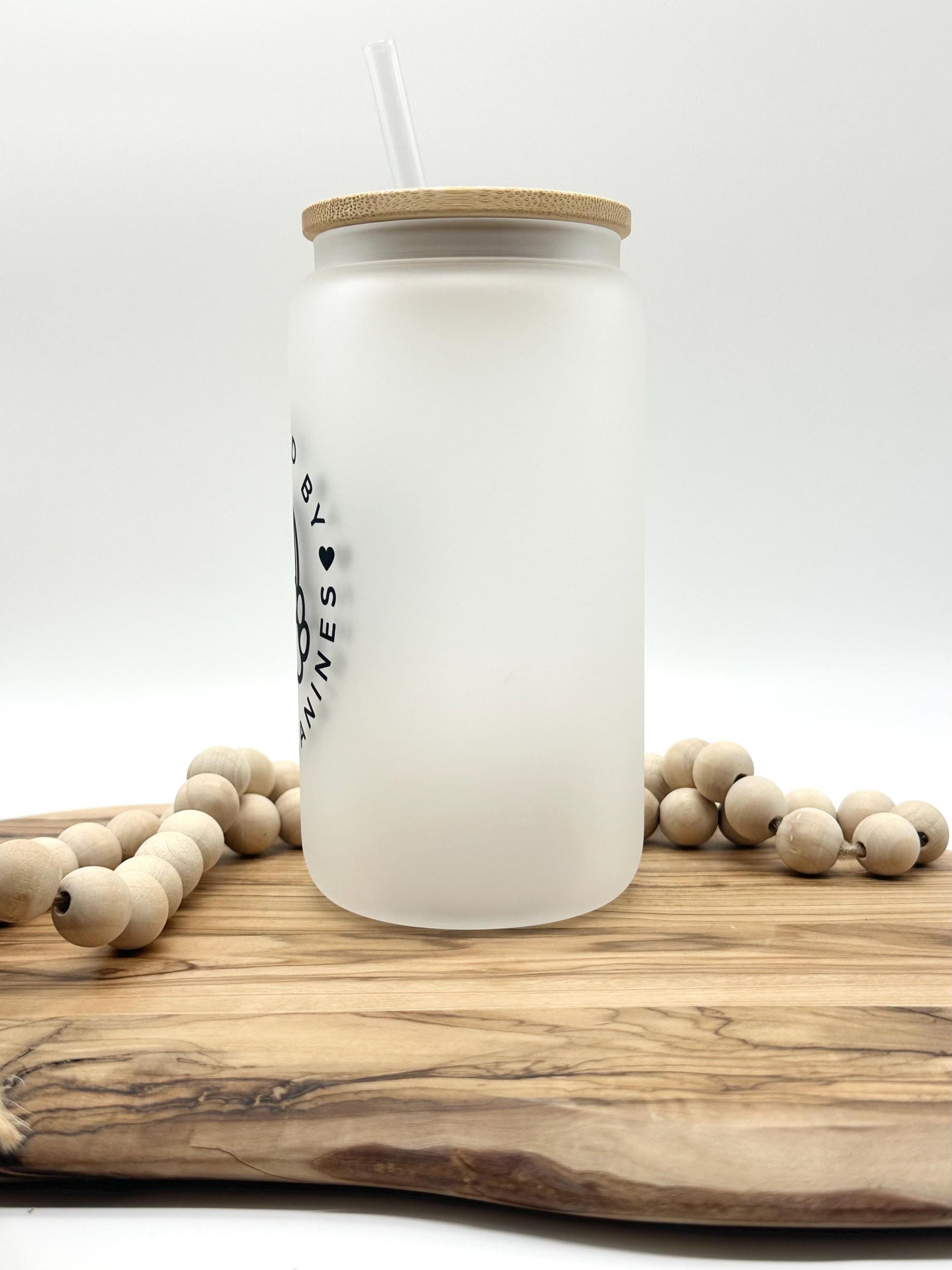 16oz Dog Lover Frosted Glass Tumbler - Iced Coffee Cup with Lid and Straw