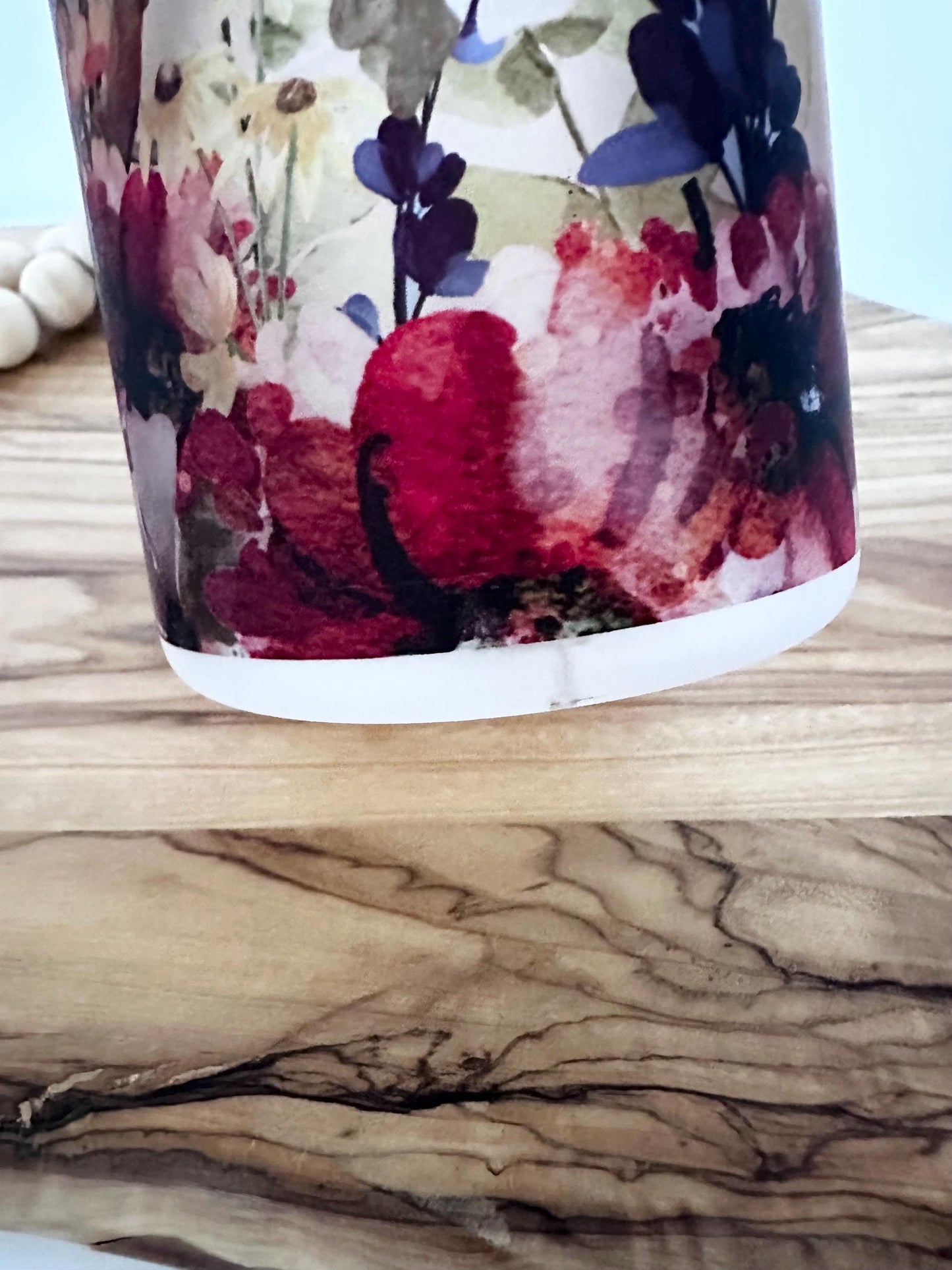 Slightly Imperfect Wildflower Glass Water Bottle, 25oz Frosted Glass Tumbler