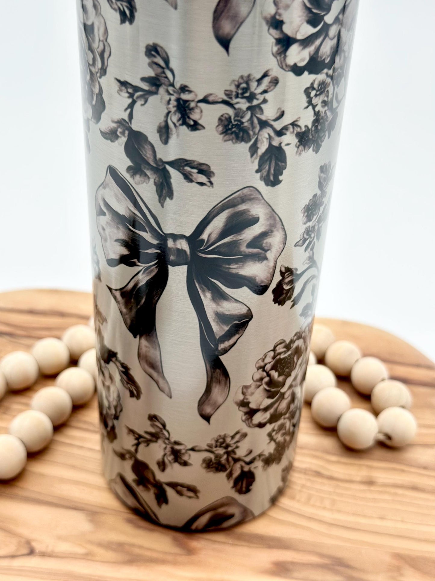 Insulated Floral Toile Cup - 20oz Stainless Steel Tumbler with Lid and Straw,